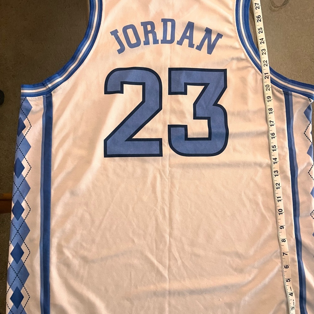 Michael Jordan White and Blue UNC Basketball Jersey - Picture 2 of 2